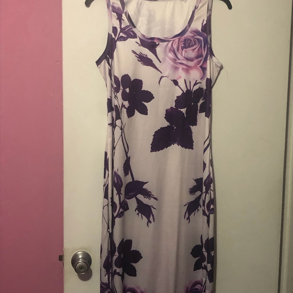 Floral Sleeveless Dress - Purple